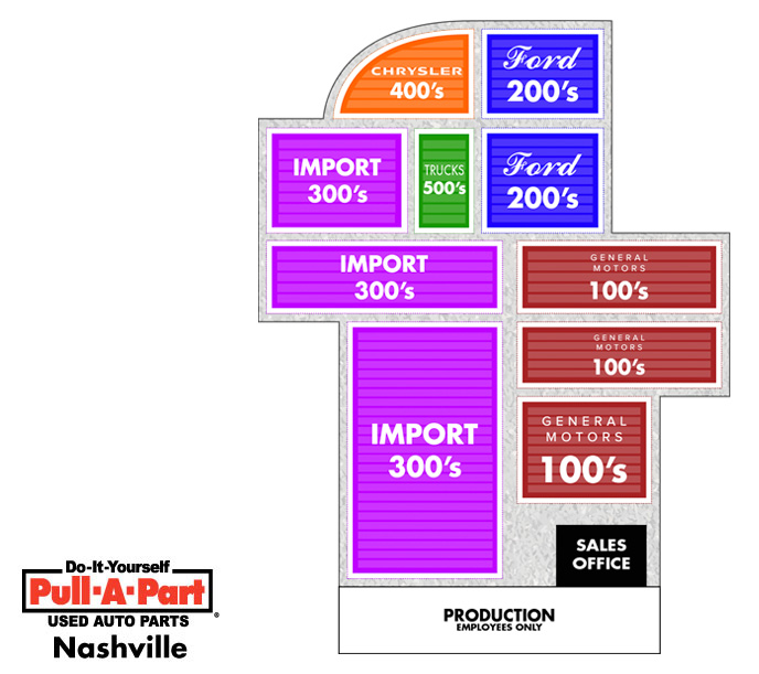 Yard Map for Pull-A-Part Nashville, Tennessee