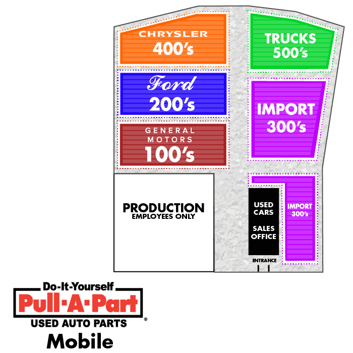 Pull-A-Part Mobile Yard Map