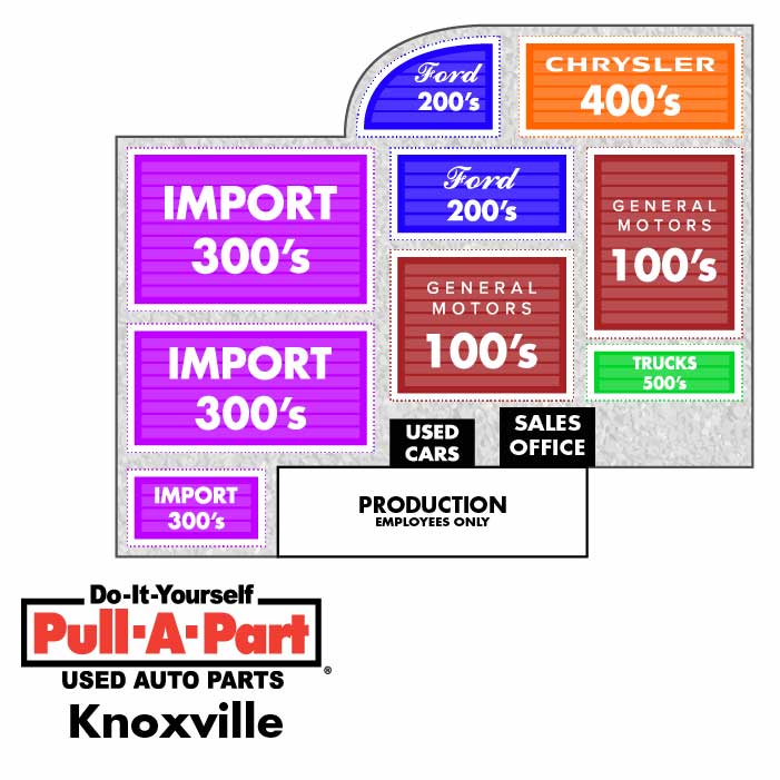 Download a map of Pull-A-Part's junkyard in Knoxville