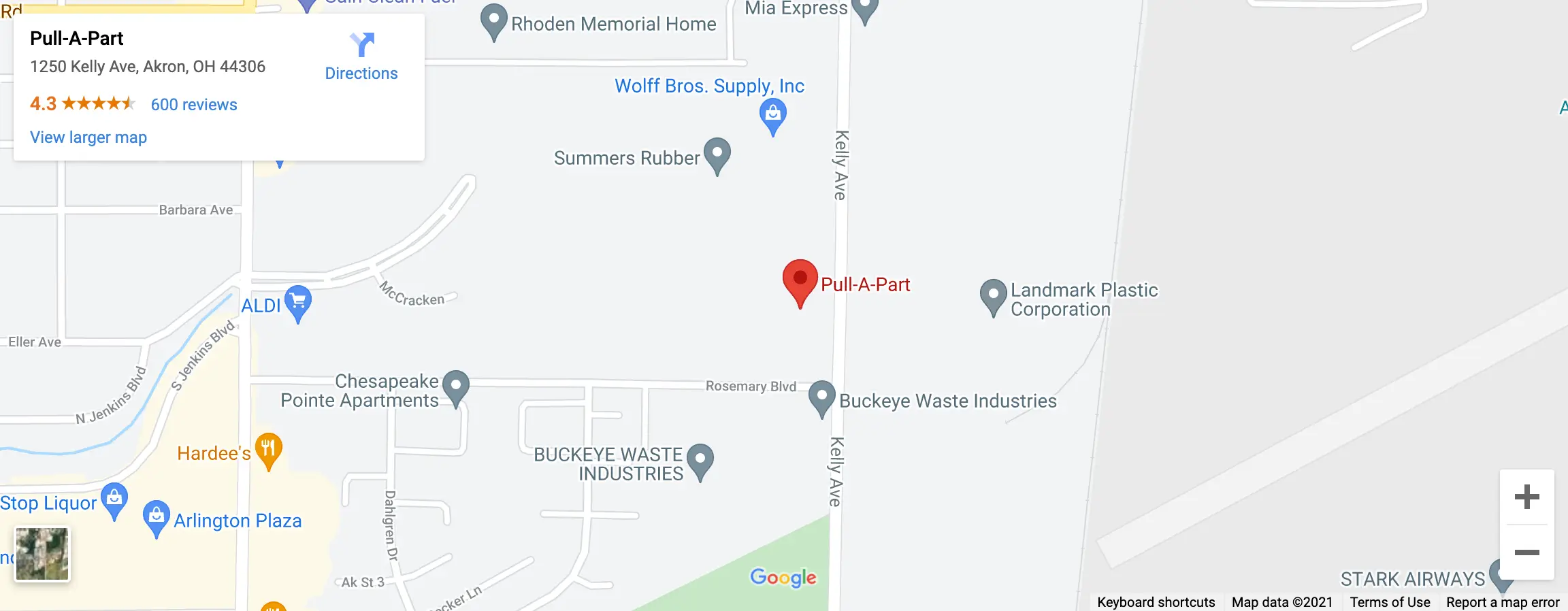 Get Directions to Pull-A-Part Akron